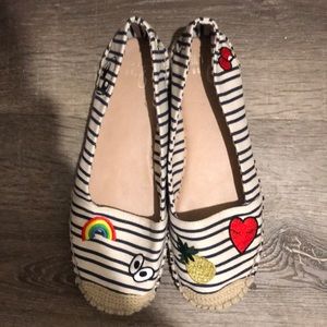 MIX NO. 6 blue and white striped flat shoes